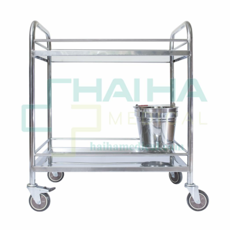 Xe tiêm inox 2 tầng có xô 1