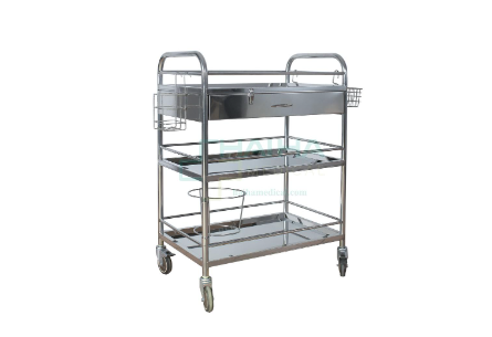 Xe tiêm inox 3 tầng, có xô, có ngăn kéo, có giỏ sát khuẩn 1