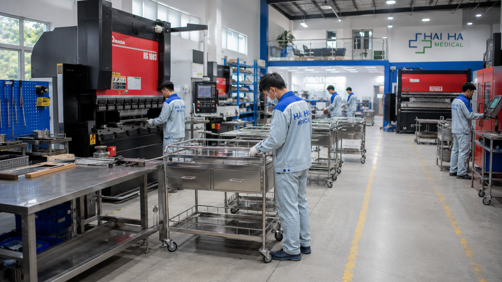 Quy trình sản xuất xe tiêm inox tại xưởng